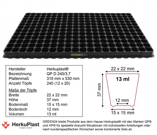 Anzuchtplatte-Topfplatte 240 Töpfe (53,0 x 31,0 cm) (Typ G24)