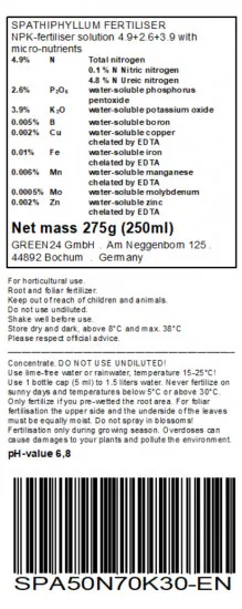 Einblatt Dünger Spathiphyllum düngen 250ml