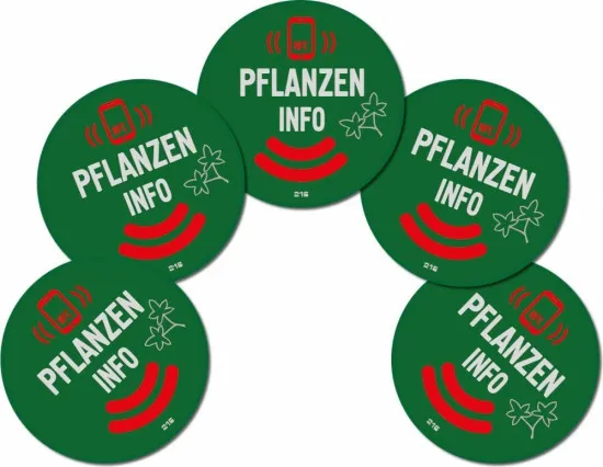 5 NFC Pflanzen Sticker Aufkleber NTAG216