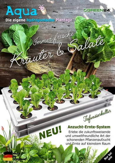 Aqua 36-B Pro Hydroponic Anzucht-System XL 40 x 60 cm, für Nutzpflanzen, Gemüse, Kräuter, Salate, Zierpflanzen in Tiefwasserkultur (DWC)