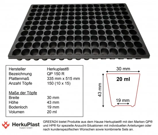 Quickpot QP150R Topfplatte + passender Untersetzer (33,5 x 51,5 cm) (Typ STP)