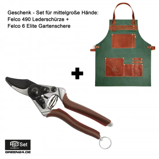 Geschenk-Set M: Felco 6 Elite + Felco 490 Lederschürze