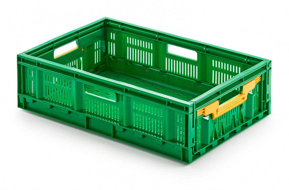 Klappbox grün - 600 x 400 x 170 mm - aus lebensmittelechtem HDPE